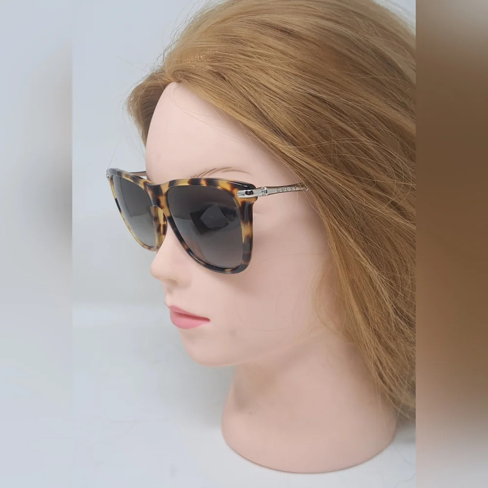 Gucci Sunglasses Silver Bamboo Square Tortoise Gray Gradient GG3778/S  54-15-130 - Picture 6 of 15